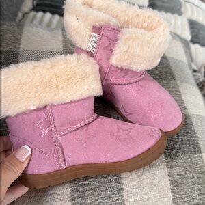 UGG Pink Star Toddler Boots with Faux Fur